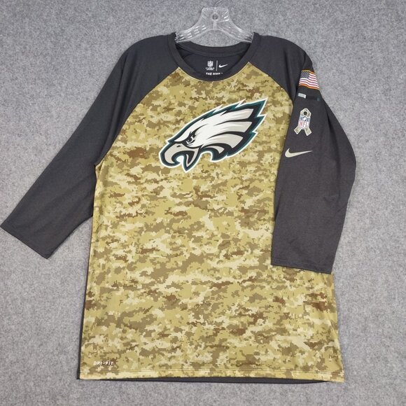 Nike Other - Nike Shirt Mens Sz L Philadelphia Eagles Tee Salute To Service Camo Dri Fit 3/4